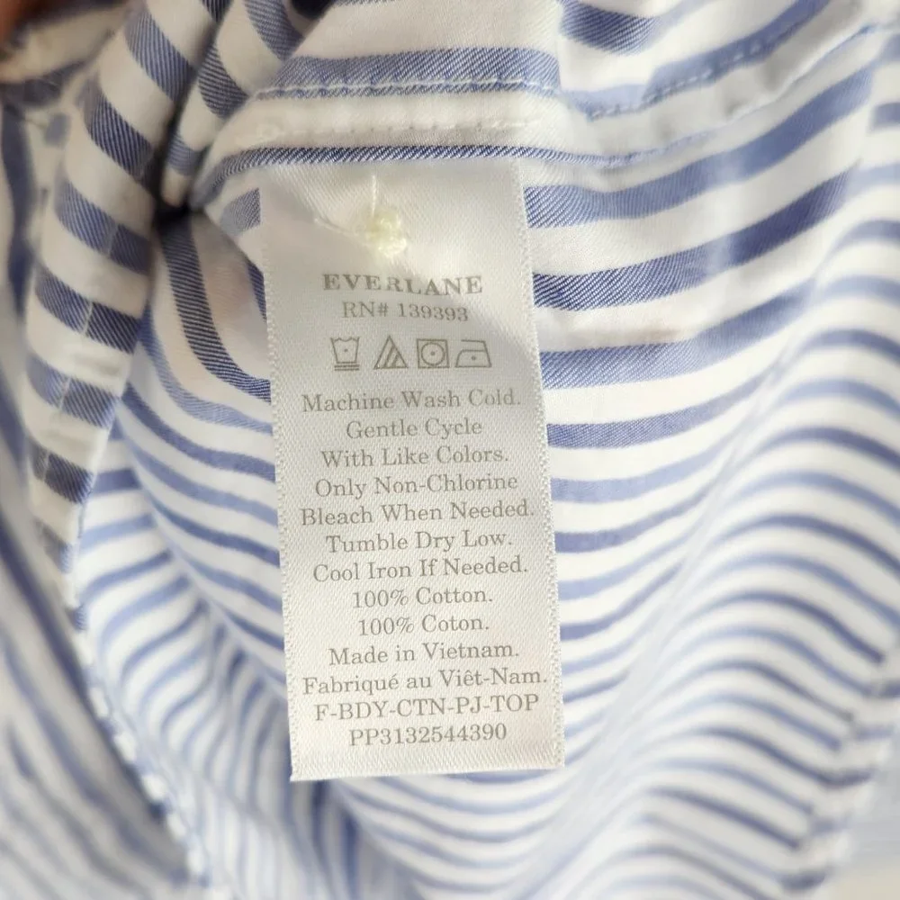 NWT Everlane Blue Stripe Button Up Collared PJ Pajama Shirt sz XS,S,M - Picture 6 of 7
